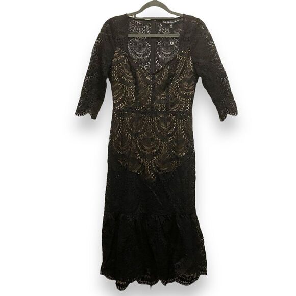 NWT - For Love and Lemons Black Lace Midi Dress - Picture 1 of 8